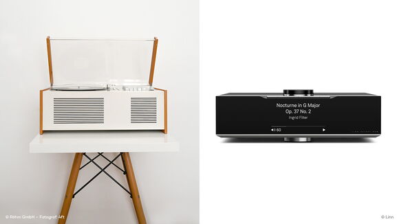 Radio record player combination Phonosuper SK 4 from Braun and the Selekt DSM network player from Linn